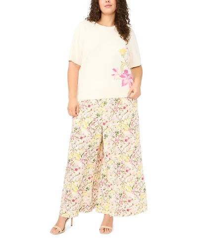 Vince Camuto Plus Wide-Leg Elastic Waist Pants