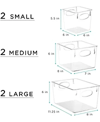 Sorbus 6 Piece Variety Pack Clear Storage Bins - for Kitchen, Cabinet Organizer, Pantry & Refrigerator