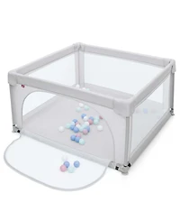 Costway Baby Playpen Infant Large Safety Play Center Yard with 50 Ocean Balls Light