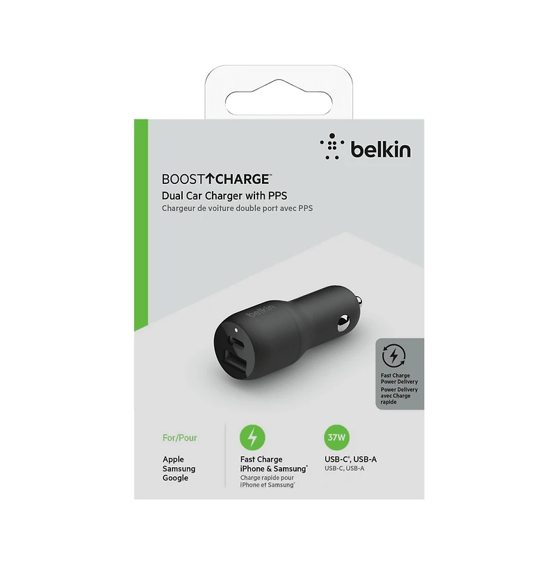Belkin BoostCharge Dual Port Car Charger with Pps 37W