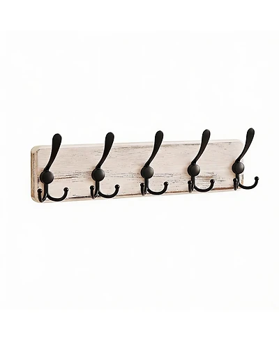 Yigii Farmhouse Rustic Wall Coat Rack 5 Hooks Heavy Duty