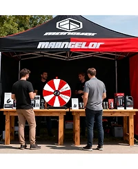 Yescom WinSpin 24" Pop Up Display Tabletop Prize Wheel Red & White Trade Show Display Spinning Wheel 12 Slots for Outdoor Booths Exhibition Event