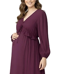 Motherhood Maternity Puff Sleeve Ruffle Midi Dress
