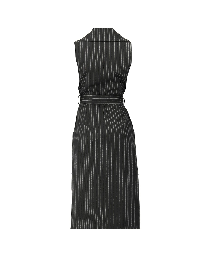 Ivonne Women's Double-Breasted Striped Midi Dress