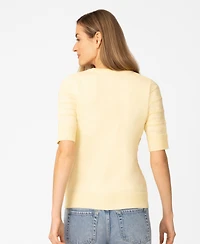 Melissa Paige Petite Ottoman Stitch Elbow-Sleeve Crewneck Sweater