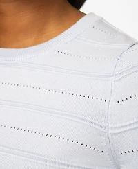 Melissa Paige Petite Ottoman Stitch Elbow-Sleeve Crewneck Sweater