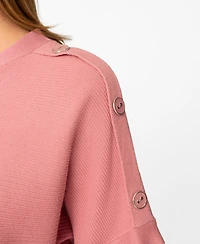 Melissa Paige Women's Vertical Rib Sweater Knit T-Shirt