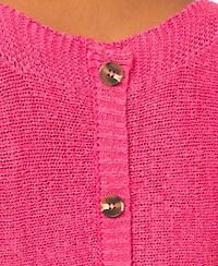 Melissa Paige Women's Button-Back Short-Sleeve Tape-Yarn Sweater