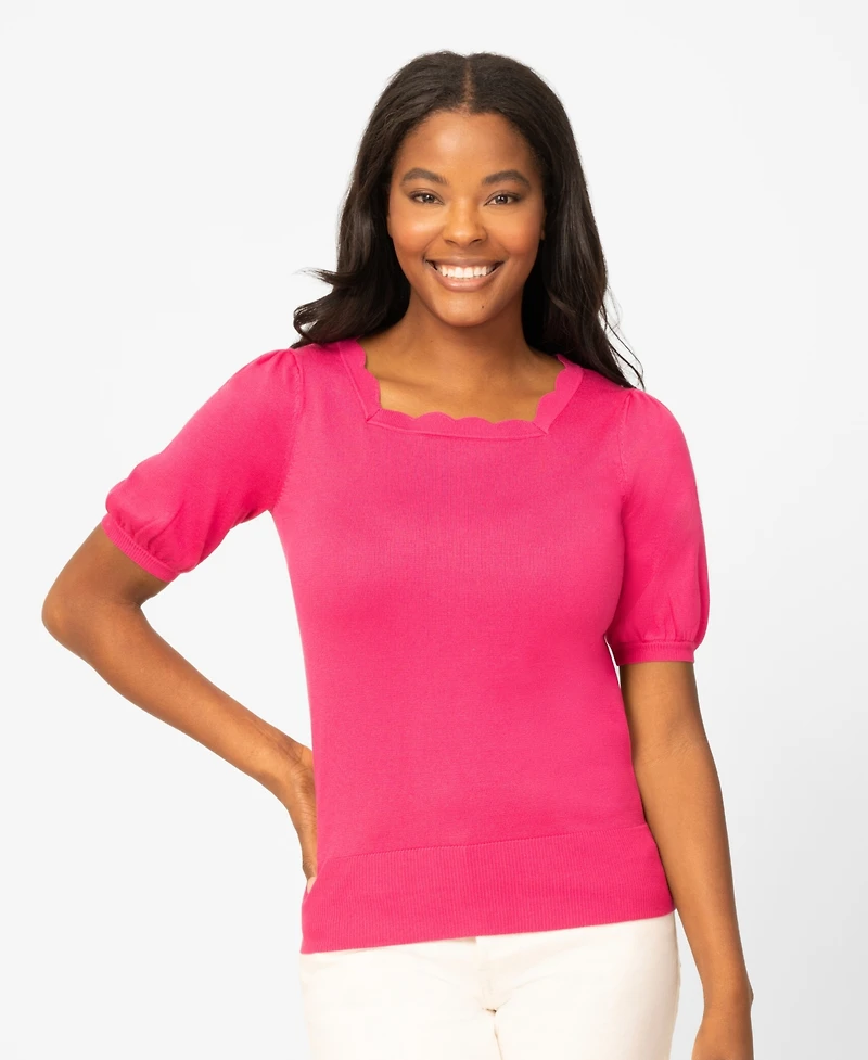 Melissa Paige Women's Scalloped Short-Sleeve Sweater