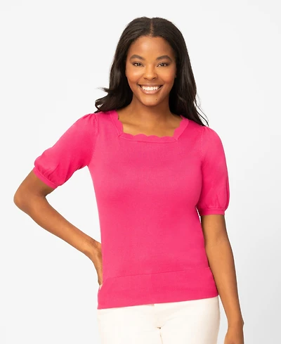 Melissa Paige Women's Scalloped Short-Sleeve Sweater