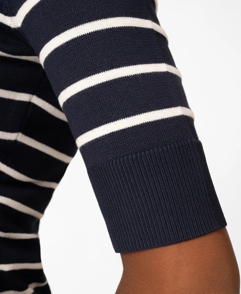 Melissa Paige Women's Striped Crew-Neck Elbow-Sleeve Sweater
