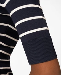 Melissa Paige Women's Striped Crew-Neck Elbow-Sleeve Sweater