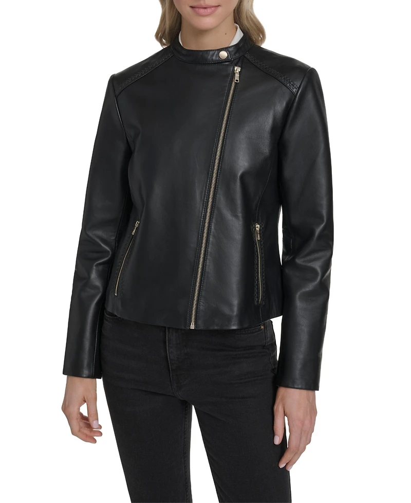 Cole Haan Women's Stand Collar Racer Jacket