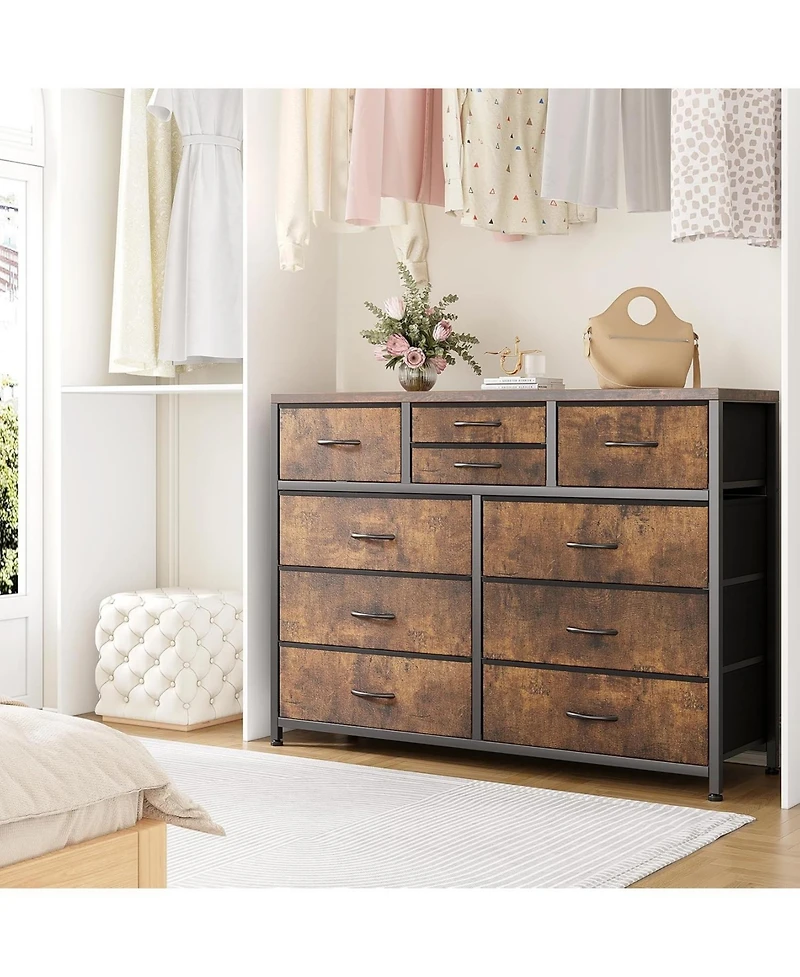 gaomon 10 Drawers Fabric Dressers for Bedroom, Modern Chest of Drawers, 45" Wide Tv Stand
