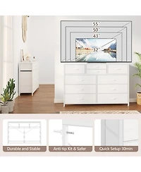 gaomon 10 Drawers Fabric Dressers for Bedroom, Modern Chest of Drawers, 45" Wide Tv Stand