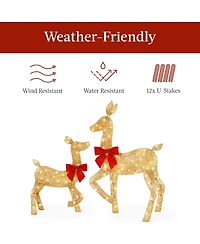 Best Choice Products 4ft 3-Piece Lighted 2D Christmas Deer Set Outdoor Yard Decoration w/ 175 Led Lights, Stakes