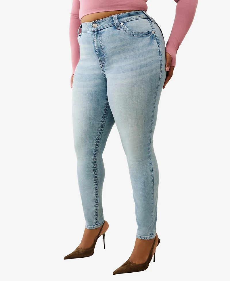 True Religion Plus Jennie Mid Rise Skinny Big T Flap Jeans