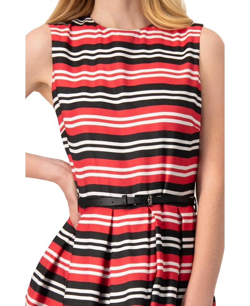 Ivonne Women's Sleeveless Striped Fit & Flare Dress