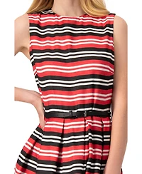 Ivonne Women's Sleeveless Striped Fit & Flare Dress