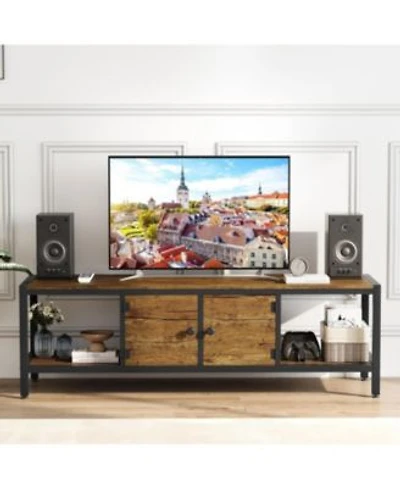Gaomon Tv Stand For Tv Up To Inches Large Tv Console Table With 2 Closed Storage Spaces Open Compartments