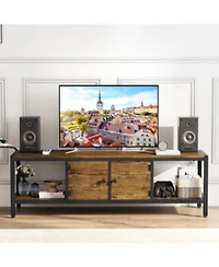 Gaomon Tv Stand For Tv Up To Inches Large Tv Console Table With 2 Closed Storage Spaces Open Compartments