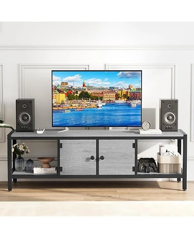 gaomon Tv Stand for up to Inches, Large Console Table with 2 Closed Storage Spaces and Open Compartments