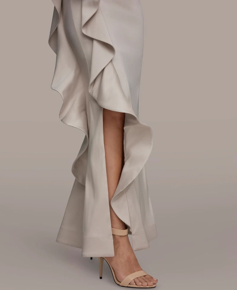 Donna Karan New York Women's Strapless Side Ruffle Gown