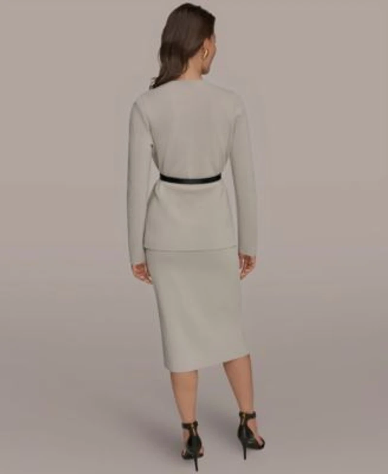 Donna Karan New York Womens Straight Pencil Sweater Skirt 5 Button Belted Blazer