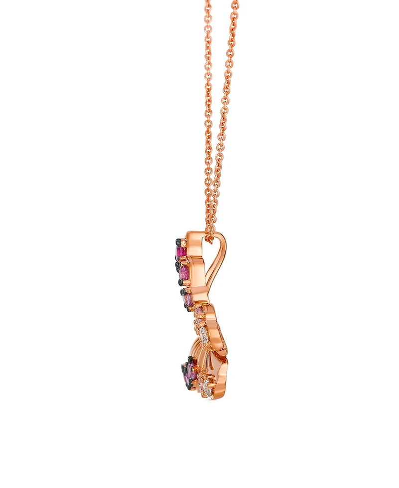 Le Vian White Sapphire (2/25 ct. t.w.), Pink Sapphire (7/20 ct. t.w.) & Nude Diamond (1/5 ct. t.w.) Pendant Necklace in 14k Strawberry Gold