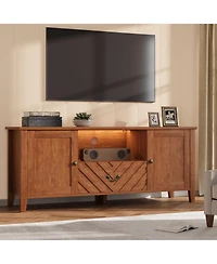gaomon Tv Stands for Living Room, White Entertainment Center with Led Lights, Television 65