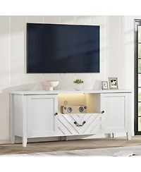 gaomon Tv Stands for Living Room, White Entertainment Center with Led Lights, Television Stands for 65 in Tv