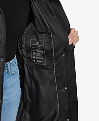 Andrew Marc Women's Emery Luster Down Coat with Faux Fur Collar