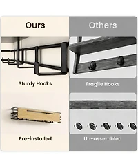 Yigii Wall Coat Rack with 5 Hooks & Shelf for Entryway, Hallway, Living Room