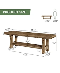 "Tribesigns 55'' Solid Wood Entryway Bench for Bedroom, Hallway & Dining Room"