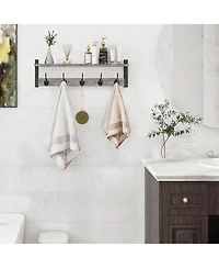 Yigii Grey 24" Wall Coat Rack with Shelf - Modern Design for Entryway, Hallway, Bathroom