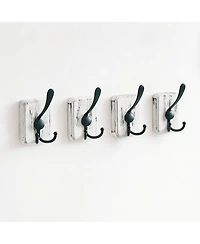Yigii 4 Pack Rustic Iron Hooks, Heavy Duty, Adhesive & Drill Mount, Farmhouse Decor