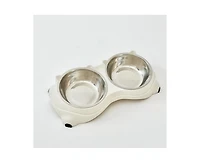 Aostirmotor Macaron Stainless Steel Pet Bowl Set, 2 x 600ml Bowls