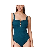 Profile by Gottex Women's Jolene Textured Square Neck One Piece