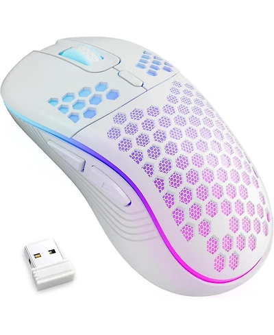 Risokeys Wireless Gaming Mouse, Lightweight Honeycomb Shell, 2.4G Stable Connection, 4 Dpi Adjustable