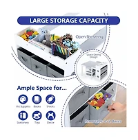 Kinder King 3-in-1 Kids Table and 2 Chairs Set with Storage, Removable Top Chalkboard for Art, Crafts, Reading