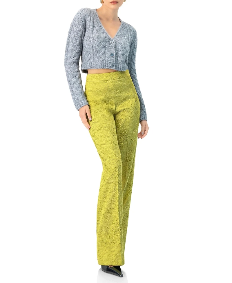 Ivonne Women's Wide-Leg Straight Trousers with Wide Hem