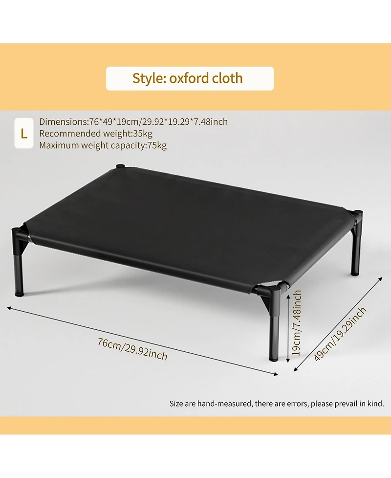 Aostirmotor Large Oxford Fabric Pet Bed in Black, Durable & Washable Dog Cat Cushion