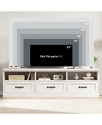 gaomon 70in Tv Stand for TVs up to 80", Mid Century Modern Entertainment Center with Storage Drawer and Open Shelves