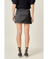 English Factory Women's Heart Detailed Satin Skirt