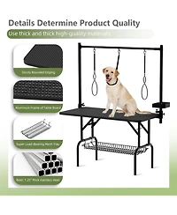 Aostirmotor 47" Professional Dog Grooming Table, X-Lift Foldable Adjustable Height with Nooses & Tool Organizer,Black