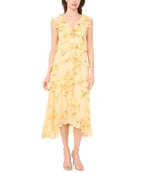 Msk Women's Cascading Ruffle V-Neck Dress