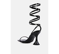 Women's Lewk Strappy Tie Up Spool Heel Sandals