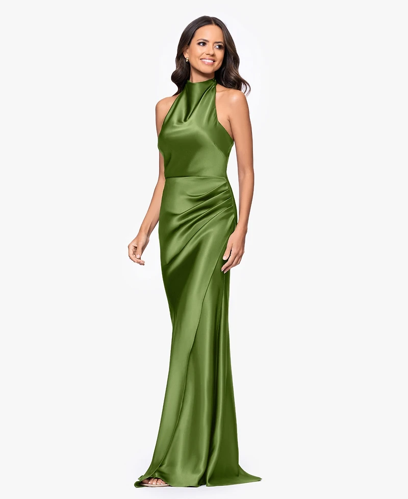 Betsy & Adam Petite Long Halter Dress