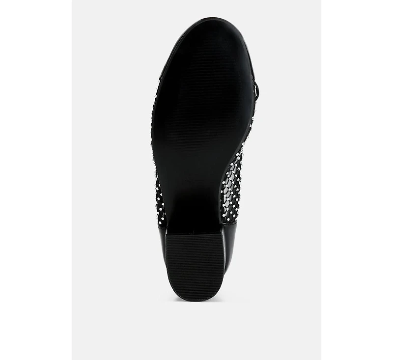 Tudum Rhinestone Detail Mesh Ballerinas