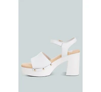 Drew Recycled Leather Block Heel Clogs In White
